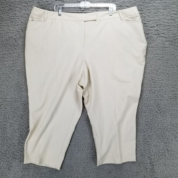 Cato Pants Womens 24W Cream Stretch High Rise Curvy Shape Enhancing Crop NWT - Picture 1 of 15